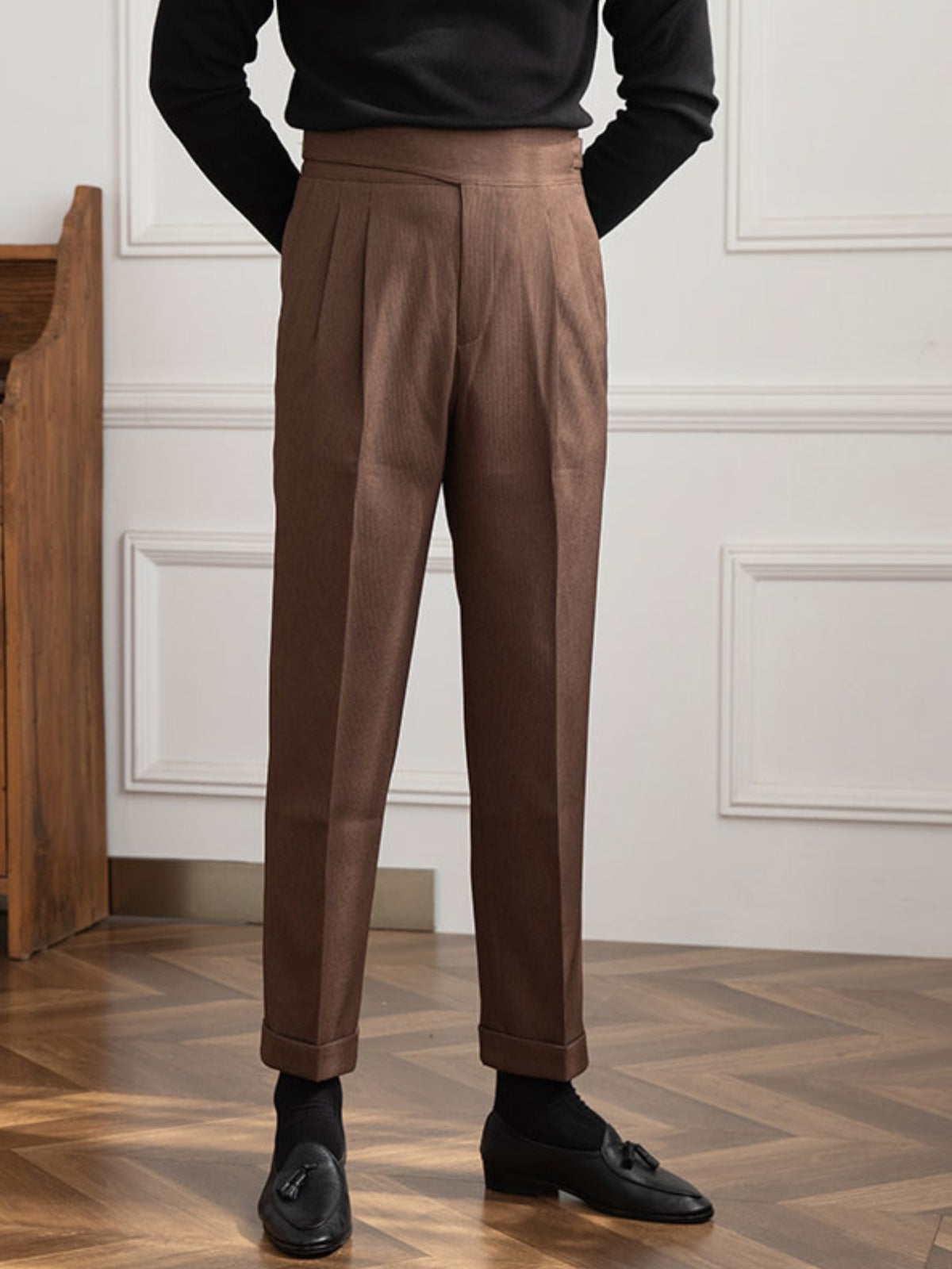 Elevated Elegance: High Waist Gurkha Trousers
