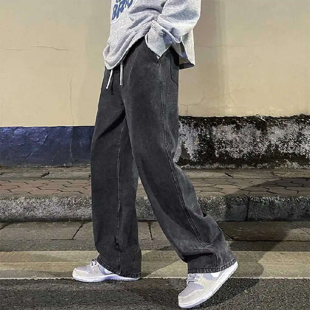 Draped Wide-Leg Jeans