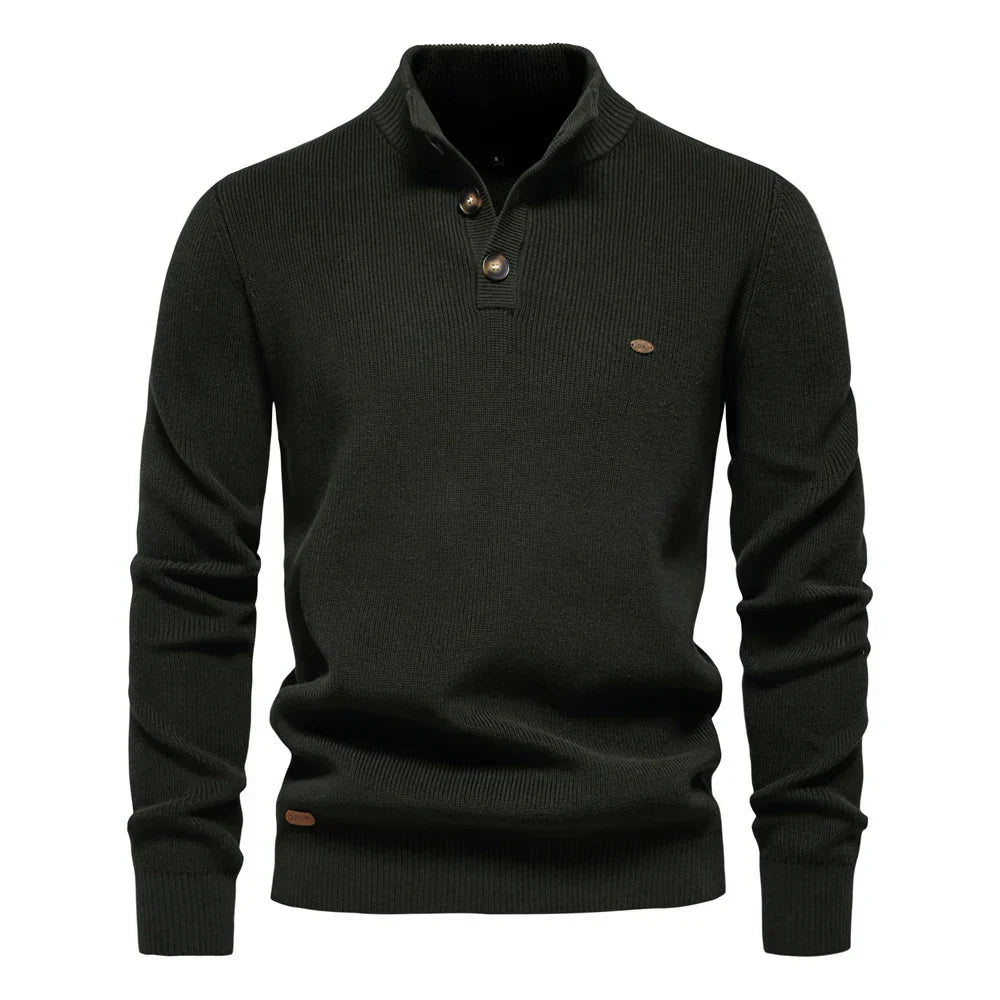 Cotton-Soft Button Sweater