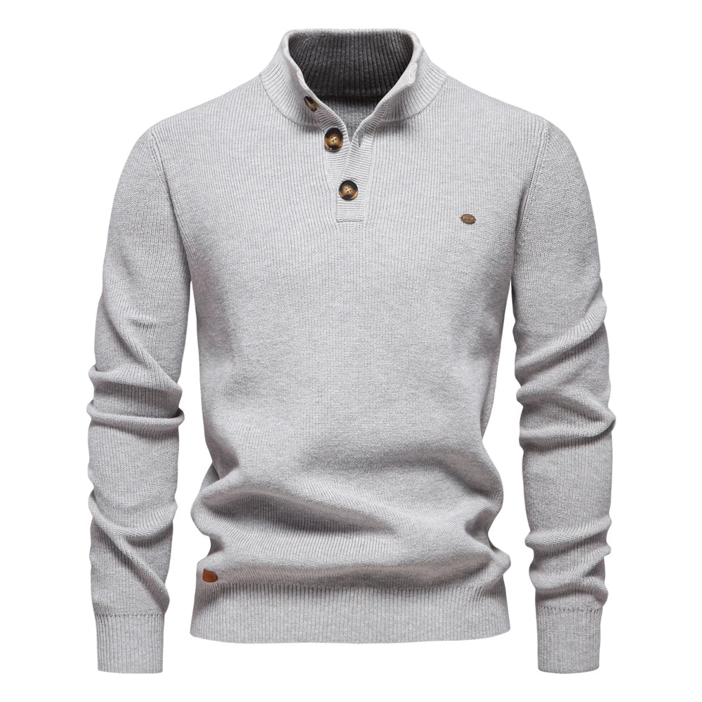 Cotton-Soft Button Sweater