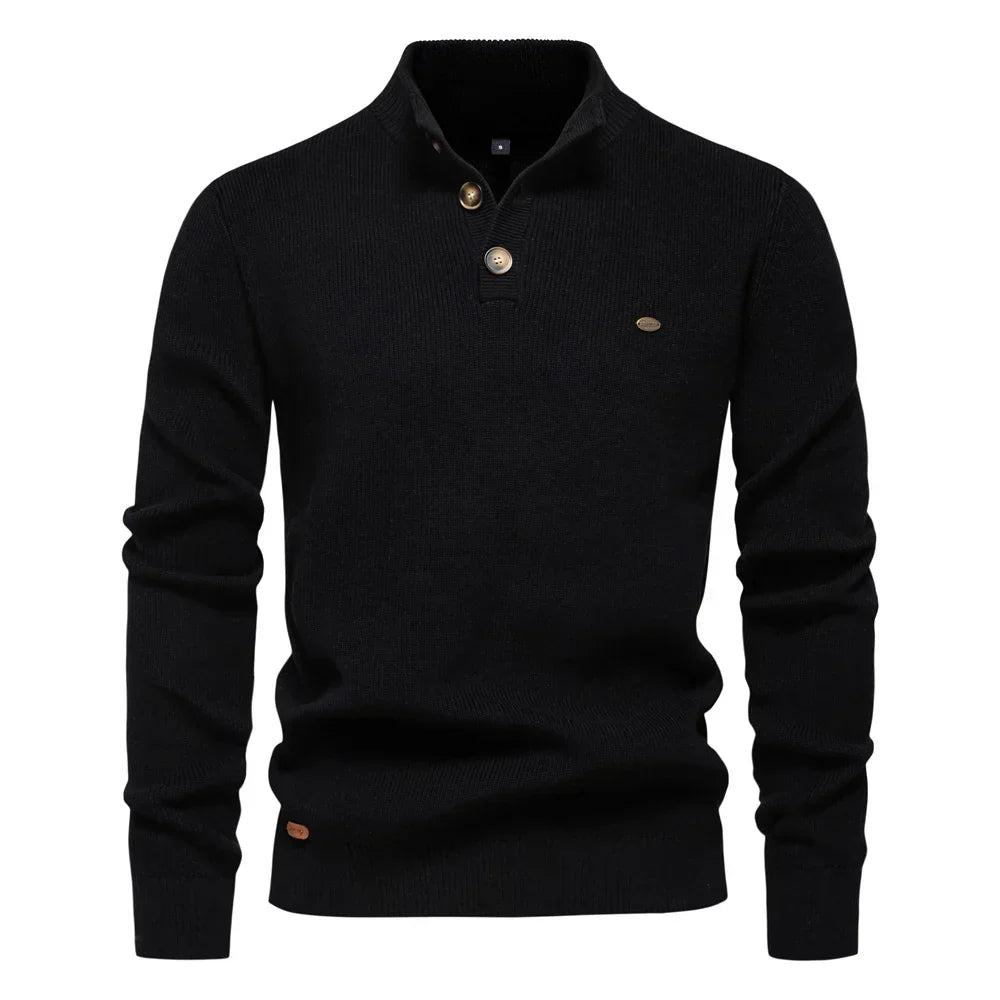 Cotton-Soft Button Sweater
