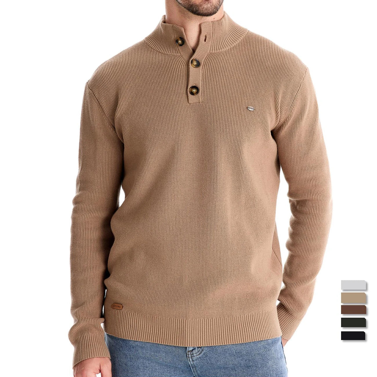 Cotton-Soft Button Sweater