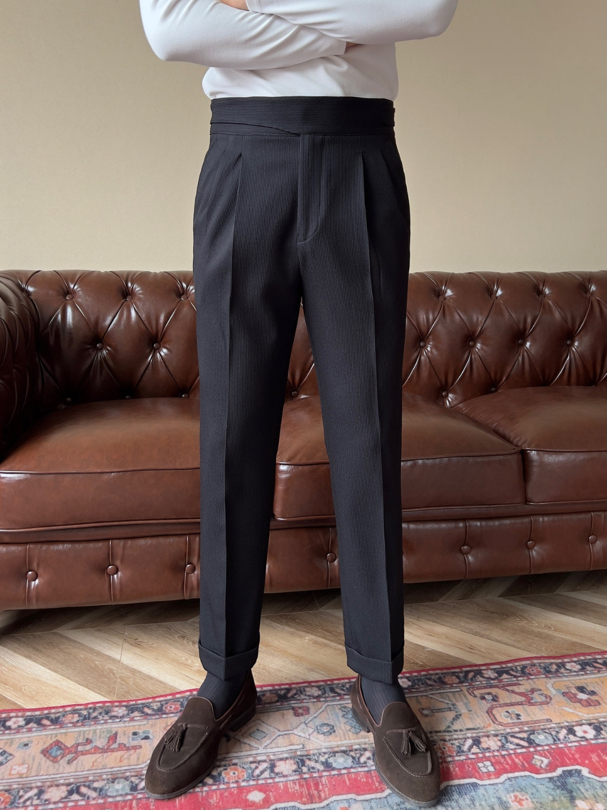 Elevated Elegance: High Waist Gurkha Trousers