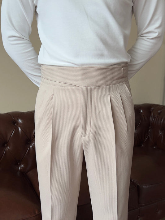 Elevated Elegance: High Waist Gurkha Trousers