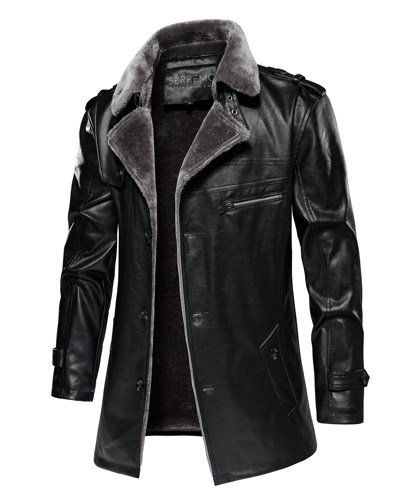 Insulated Faux-Leather Coat