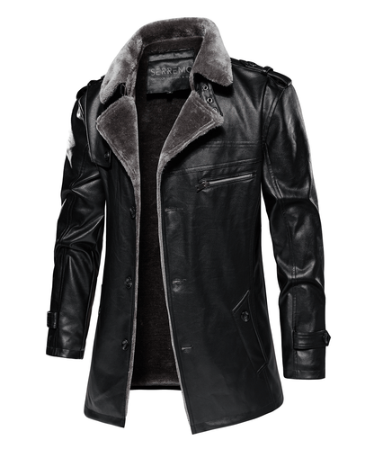 Insulated Faux-Leather Coat