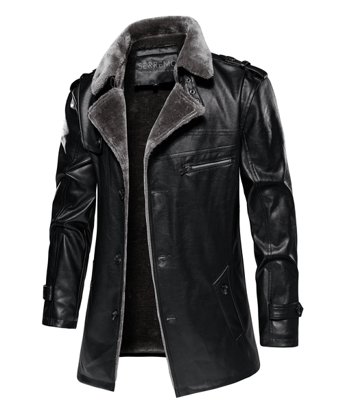 Insulated Faux-Leather Coat