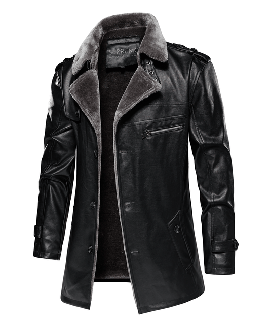 Insulated Faux-Leather Coat