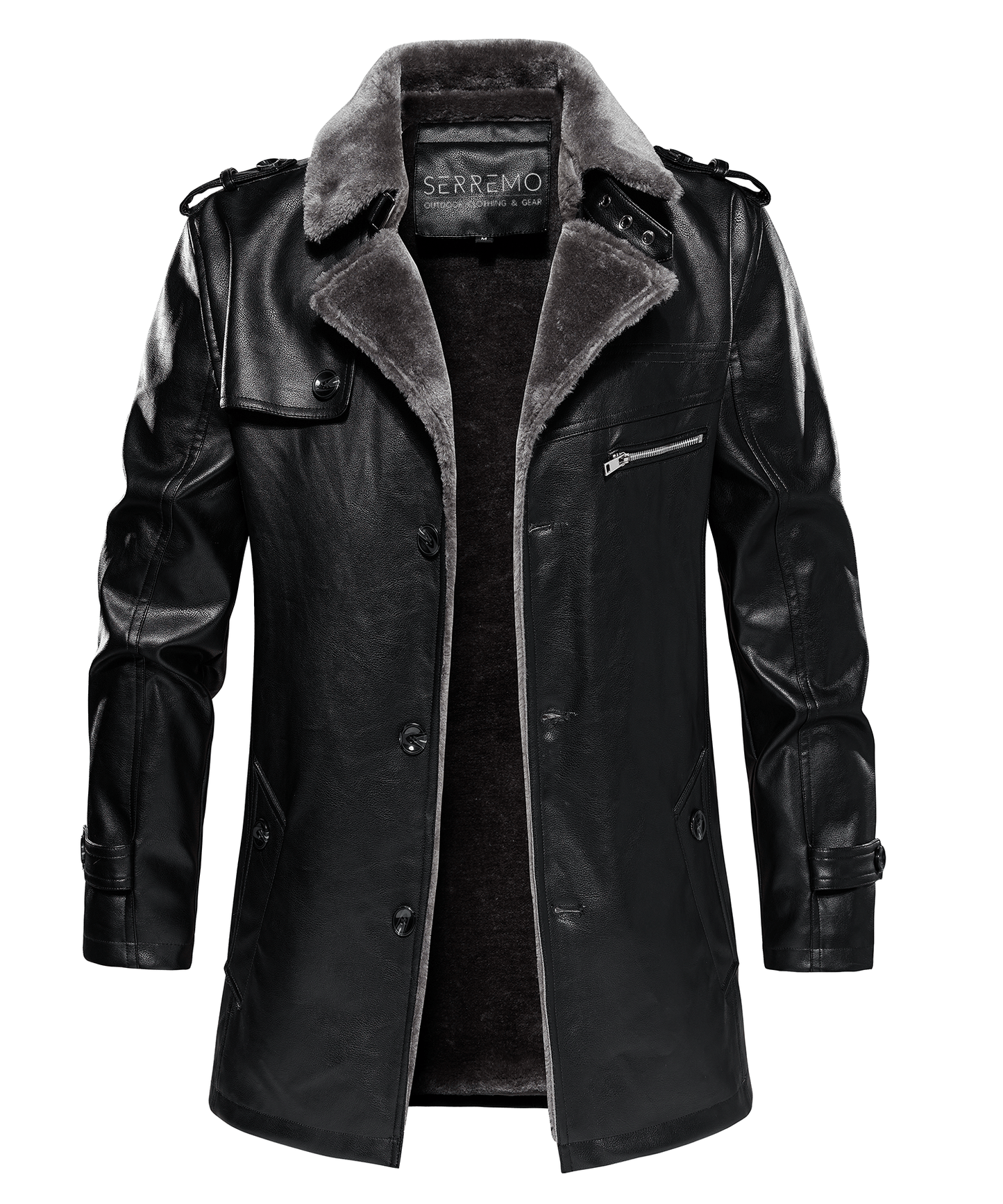 Insulated Faux-Leather Coat