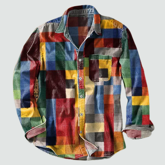 Bold Patchwork Button-Down
